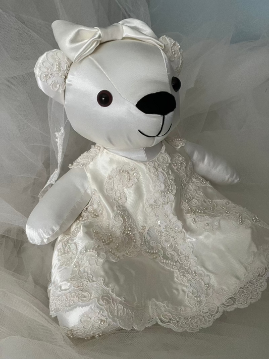 Keepsake Bear Made From Wedding Gown